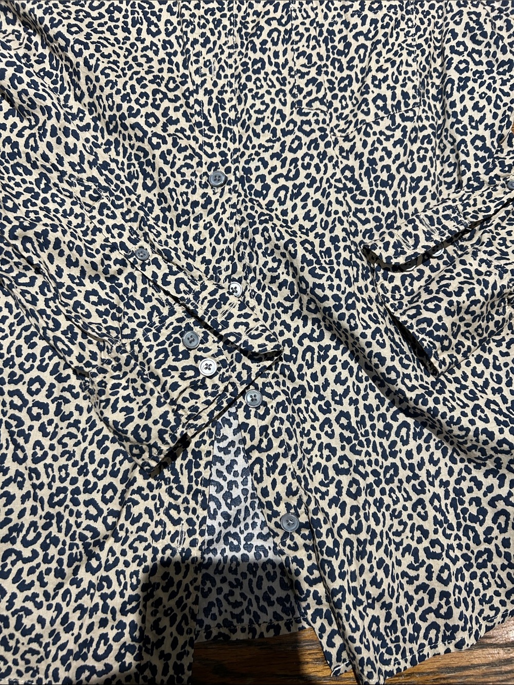 J. Crew Leopard Print Button-Down Shirt in Tan and Black - Picture 2 of 5